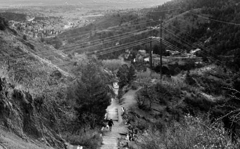 After topping the first rise, one can look back and get a sense for the elevation that Manitou Springs rests.  At 6,412 ft. this small municipality is at the very foot of Pikes Peak and acts as its gateway.