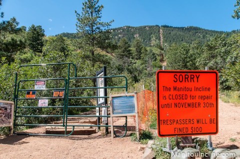 Manitou Incline Closed Sign