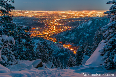 Snowy Manitou Incline at Dusk