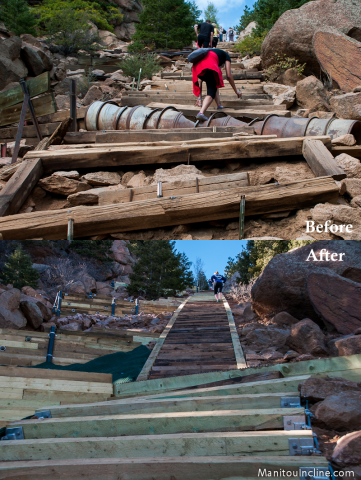 Manitou Incline Before and After Repairs