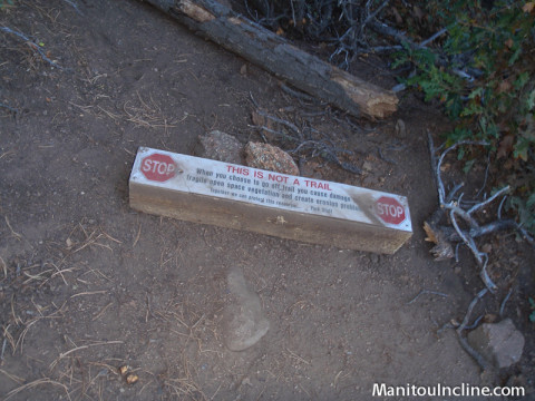 Sign on Manitou Incline connector trail